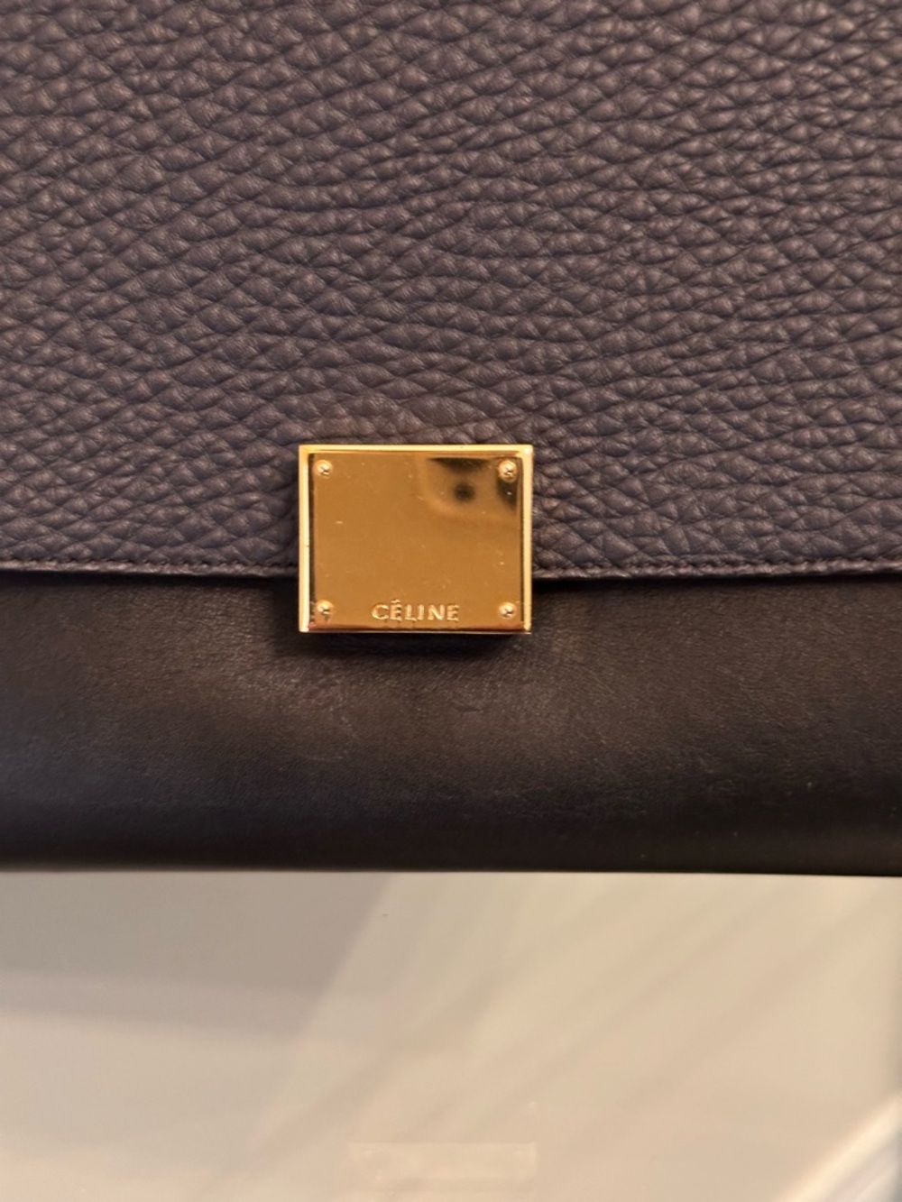 Celine Tricolor Trapeze Satchel in Black, Navy & Red /Size Small - Picture 13 of 15